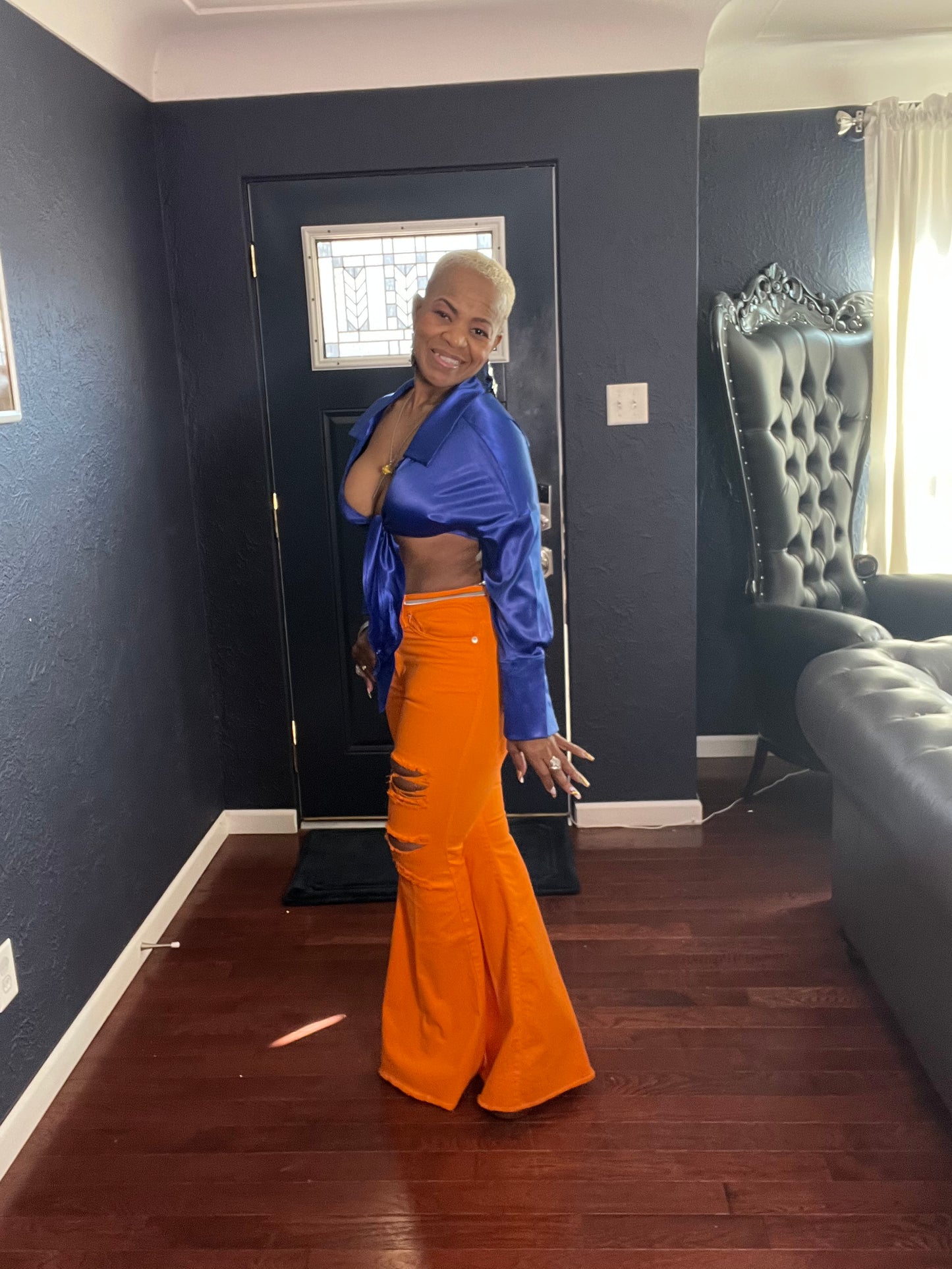 Orange Flare Jeans