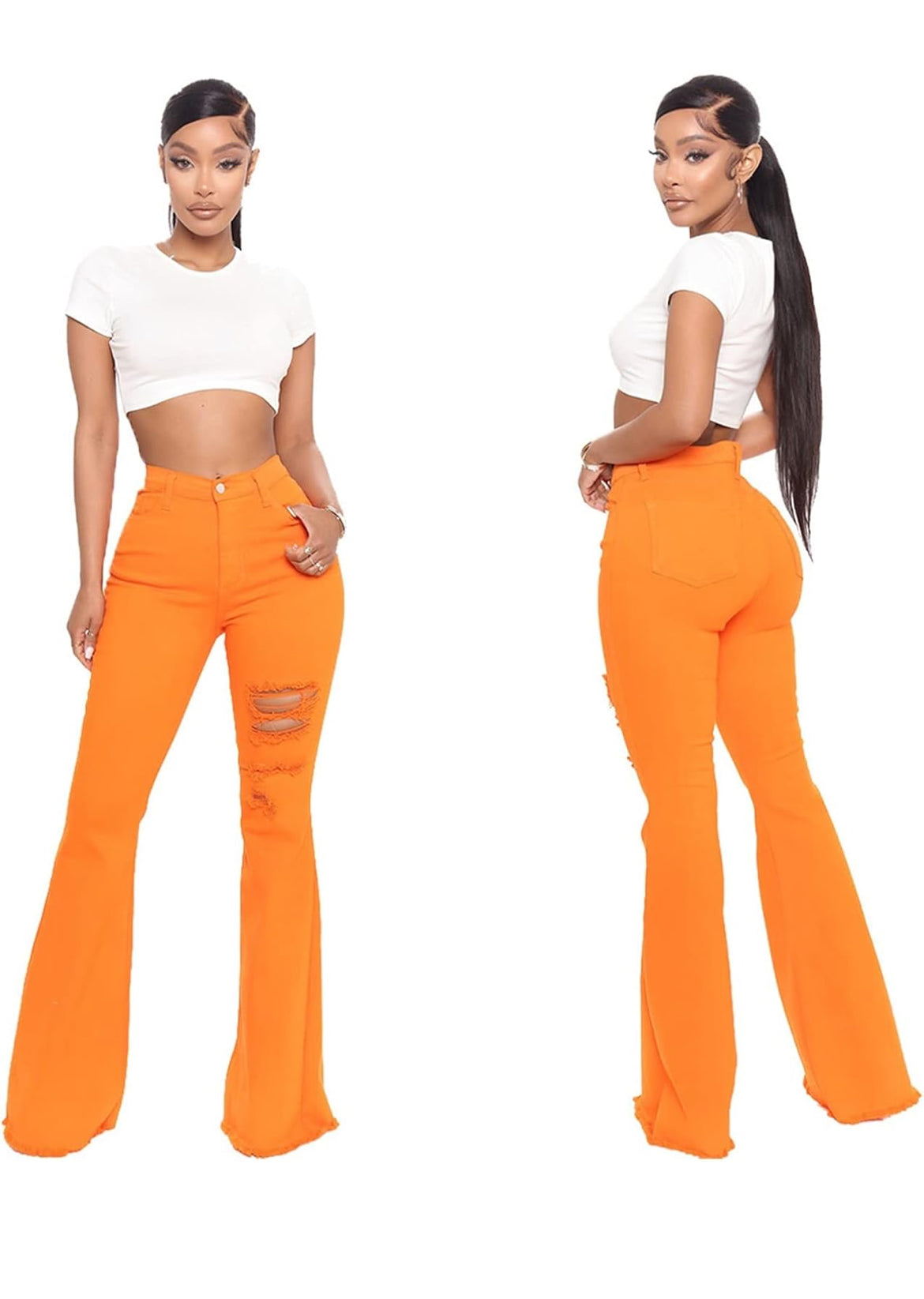 Orange Flare Jeans