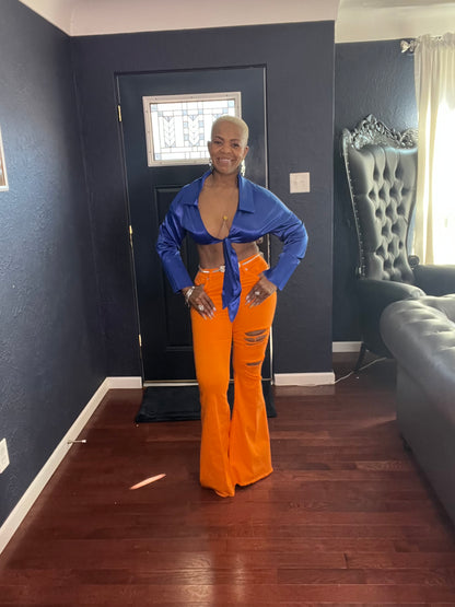 Orange Flare Jeans