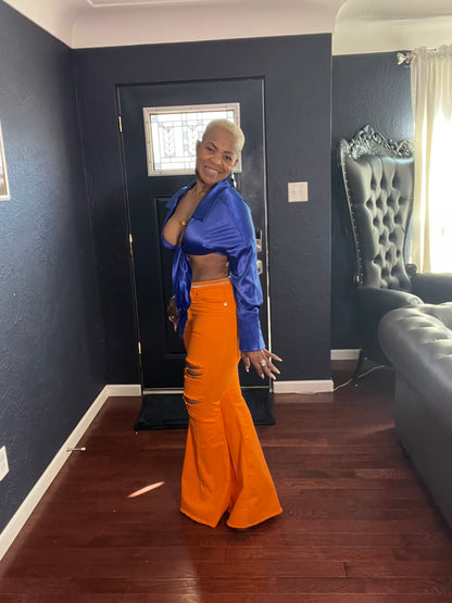 Orange Flare Jeans