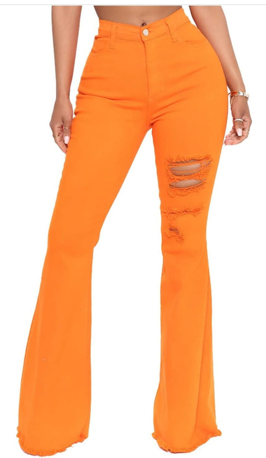 Orange Flare Jeans