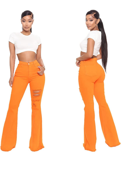 Orange Flare Jeans